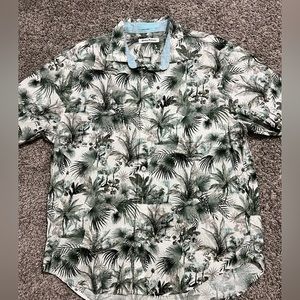 Tommy Bahama Hawaiian Button Shirt Mens L Green Floral Forte DeI Tommy
